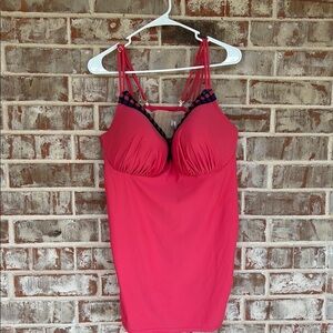 Swim By Cacique Pink Strappy Tankini Top